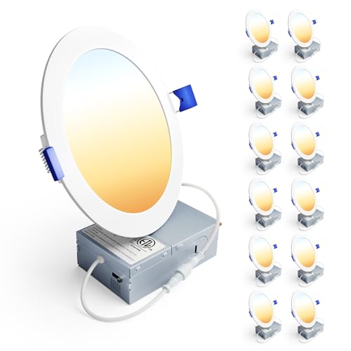 Ensenior 12 Pack 6 Inch LED Recessed Ceiling Light, Dimmable, 2700K-5000K 5CCT, 1200LM 12W 120V, High Brightness Canless Wafer Downlight - ETL&FCC&IC - Image 3