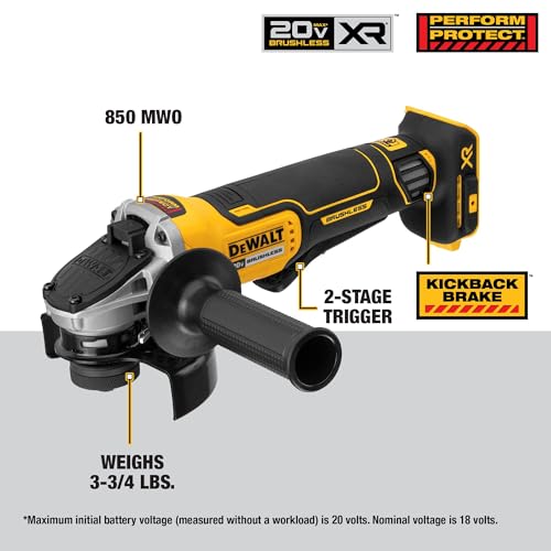 DEWALT 20V MAX* Angle Grinder Tool Cordless Brushless, 4 1/2 Inch, with Paddle Switch and Kickback Brake, Tool Only (DCG413B) - Image 3
