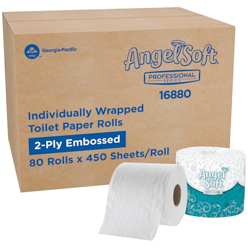Angel Soft Professional Series by Georgia-Pacific PRO 2-Ply Embossed Toilet Paper, White, Individually Wrapped, 450 Sheets Per Roll, 80 Toilet Tissue Rolls Per Case, 16880 - Image 2