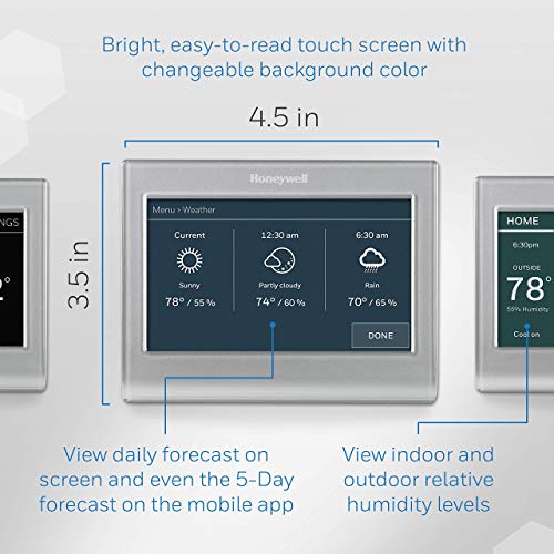 Honeywell Home RTH9585WF1004 Wi-Fi Smart Color Thermostat, 7 Day Programmable, Touch Screen, Energy Star, Alexa Ready, Gray - Image 4