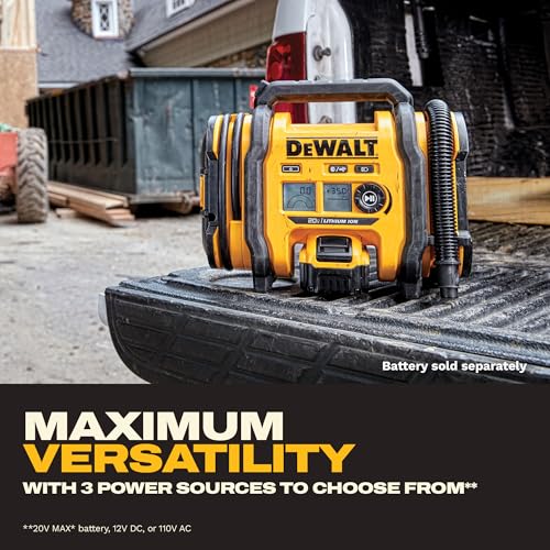 DEWALT Tire Inflator Portable Air Compressor 20V MAX, Car Air Pump with Automatic Shut Off, LED Light, Tool Only (DCC020IB) - Image 7