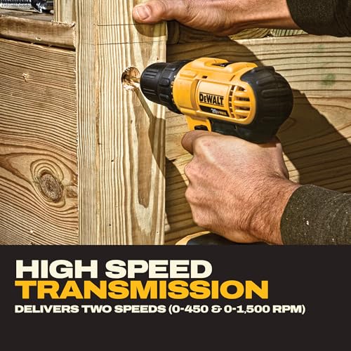 DEWALT 20V Max Cordless Drill Driver Set, 2 Speed, High Performance Motor, Includes 2 XR 1.3Ah Li-Ion Batteries, Charger and Contractor Bag (DCD771C2) - Image 7
