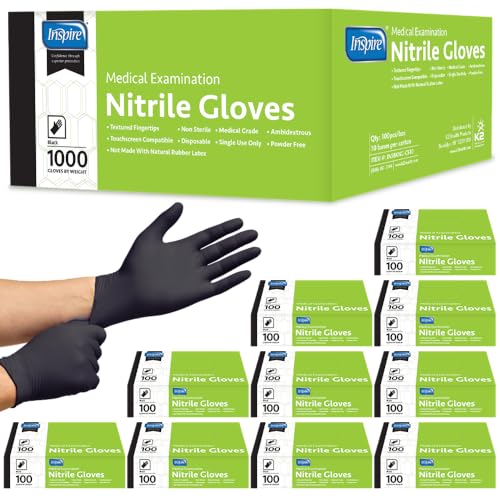 Inspire Black Nitrile Gloves | THE ORIGINAL Quality Black Gloves Disposable Latex Free | 4.5 Cooking (Nitrile, Large) - Image 2