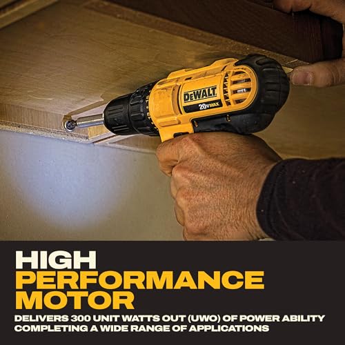 DEWALT 20V Max Cordless Drill Driver Set, 2 Speed, High Performance Motor, Includes 2 XR 1.3Ah Li-Ion Batteries, Charger and Contractor Bag (DCD771C2) - Image 6