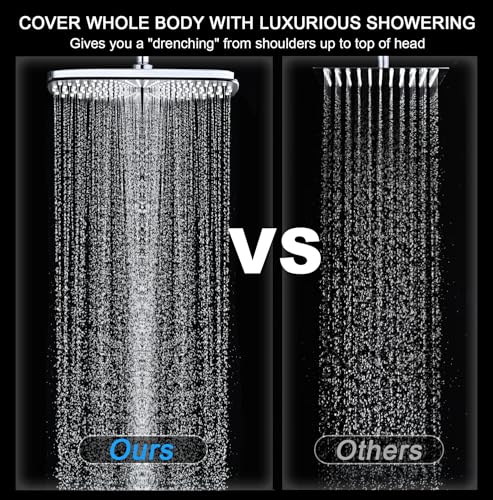 High Pressure Rain Shower Head: Upgrade Shower Heads with Handheld Spray Combo with Fixed Showerhead and 10 Sprays Handheld Shower Head, Detachable Shower head Built-in Magnetic Docking and Power Jets - Image 5