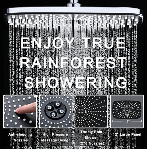 High Pressure Rain Shower Head: Upgrade Shower Heads with Handheld Spray Combo with Fixed Showerhead and 10 Sprays Handheld Shower Head, Detachable Shower head Built-in Magnetic Docking and Power Jets - Image 4