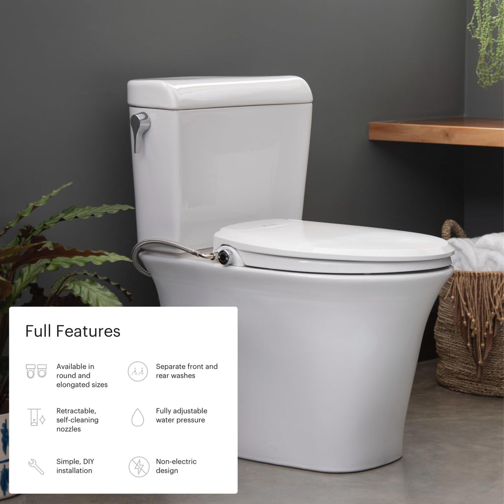 Brondell Bidet Toilet Seat Non-Electric Swash Ecoseat, Fits Elongated Toilets, White - Dual Nozzle System, Ambient Water Temperature - Bidet with Easy Installation - Image 7