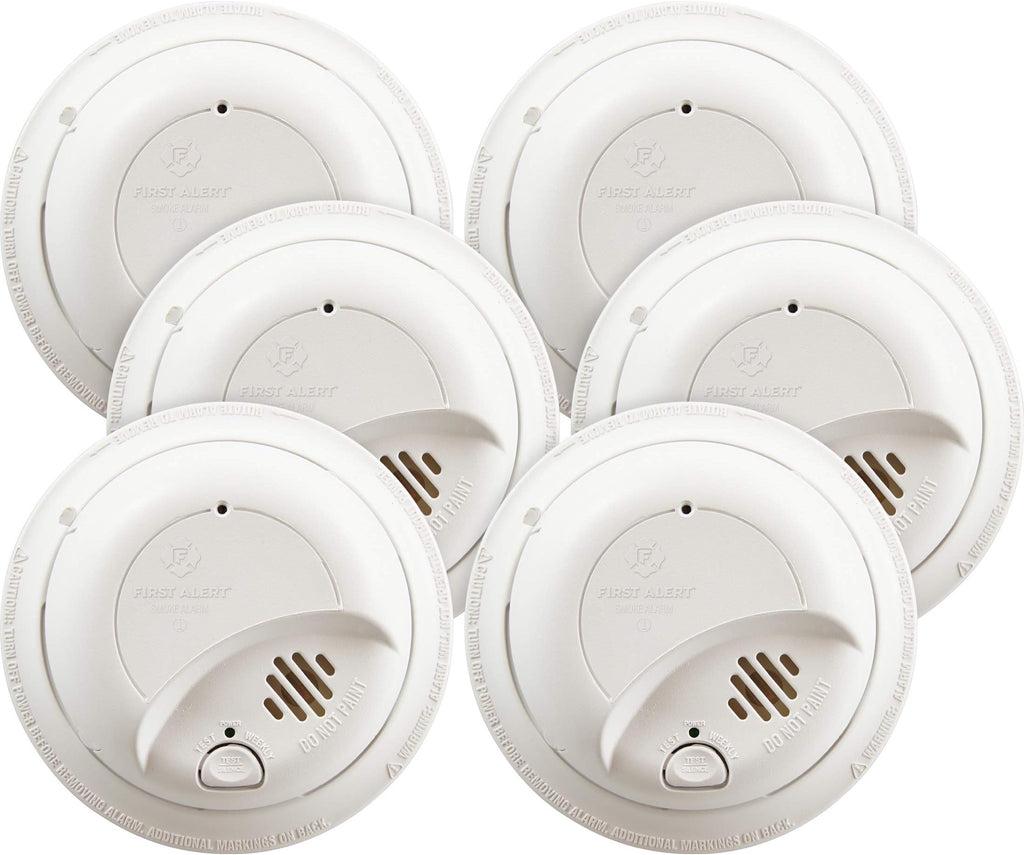 First Alert BRK SMI100-AC Hardwired Smoke Detector with Battery Backup, 6-Pack - Image 1