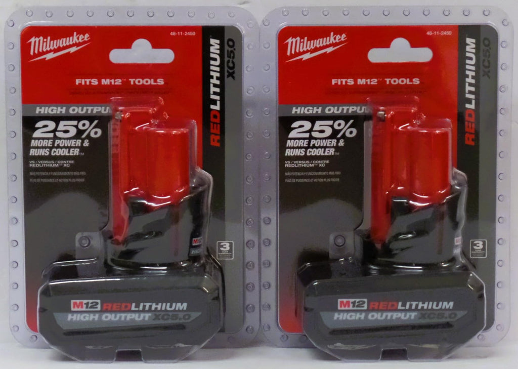 Milwaukee 48-11-2450 12V Lithium-Ion High Output 5Ah Battery 2 Pack - Image 1