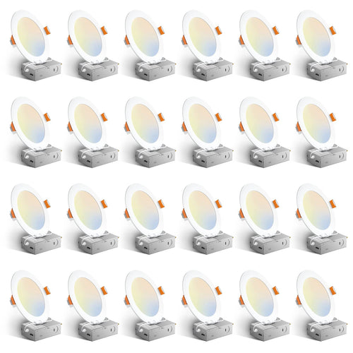 Amico 24 Pack 6 Inch 5CCT Ultra-Thin LED Recessed Ceiling Light with Junction Box, 1050LM Brightness, Dimmable Canless Wafer Downlight, 12W, ETL&FCC - Image 2