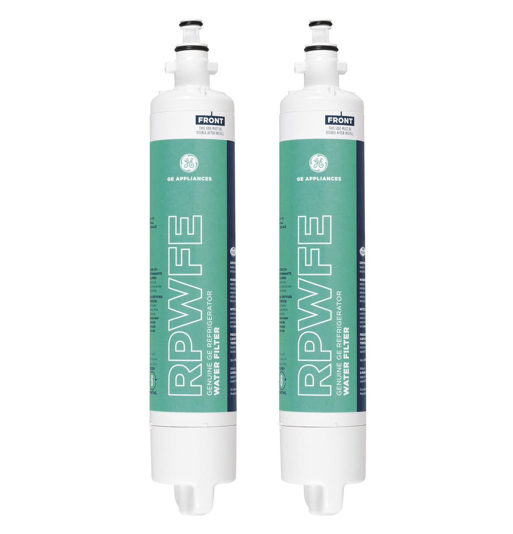 GE RPWFE Refrigerator Water Filter, Genuine Replacement Filter, Certified to Reduce Lead, Sulfur, and 50+ Other Impurities, Replace Every 6 Months for Best Results, Pack of 2 - Image 1