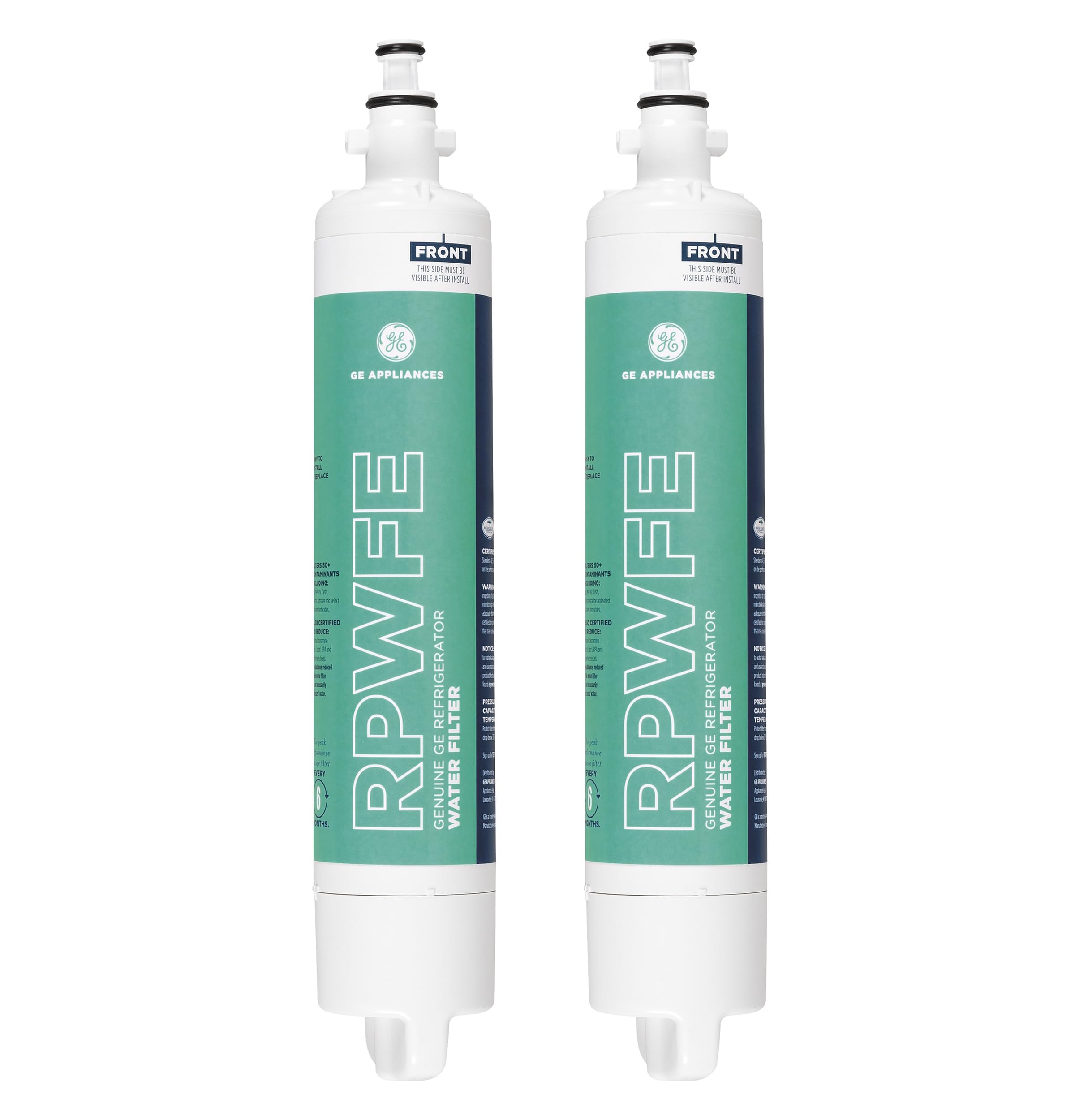GE RPWFE Refrigerator Water Filter, Genuine Replacement Filter, Certified to Reduce Lead, Sulfur, and 50+ Other Impurities, Replace Every 6 Months for Best Results, Pack of 2 - Image 1