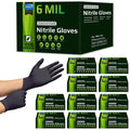 Inspire HEAVY DUTY 6Mil ORIGINAL Quality Stretch Nitrile Gloves Black Disposable Latex Free | Food, Industrial, Mechanic Tattoo (6Mil Black, Large) - Image 1