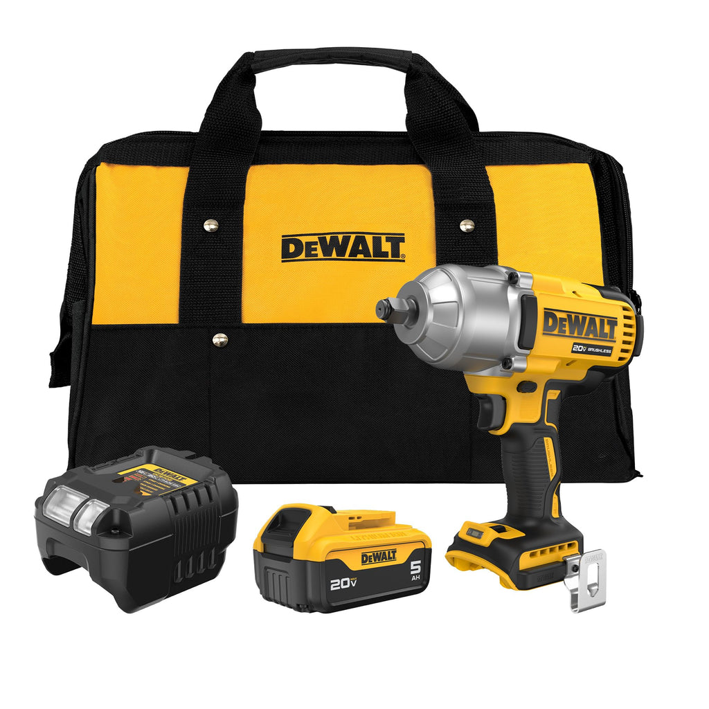 DEWALT 20V MAX Cordless Impact Wrench with Hog Ring Anvil, Brushless High Torque 1/2 Impact Gun, 4-Mode Speed, Includes Battery, Charger and Kit Bag (DCF900P1) - Image 1